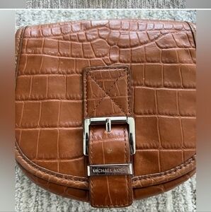 Michael Kors Brown Croc-Embossed Crossbody Bag
